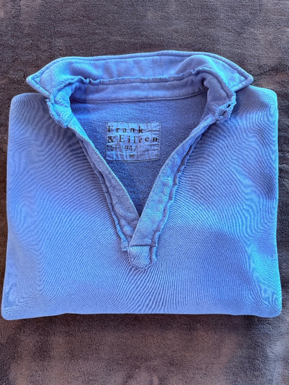 Frank & Eileen Patrick triple fleece popover henley, blue, XS